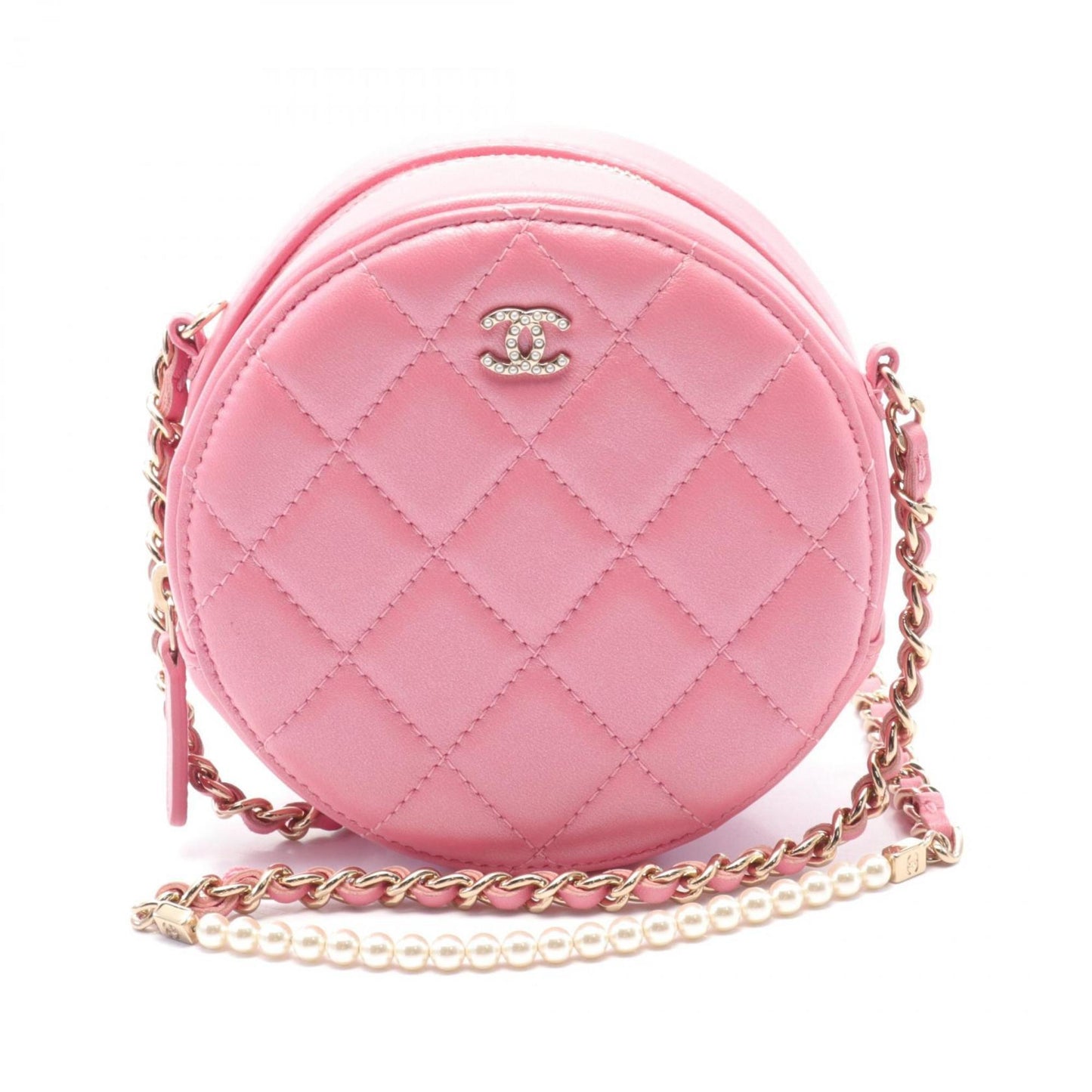 Chanel Round Mini Pink Leather Shoulder Bag