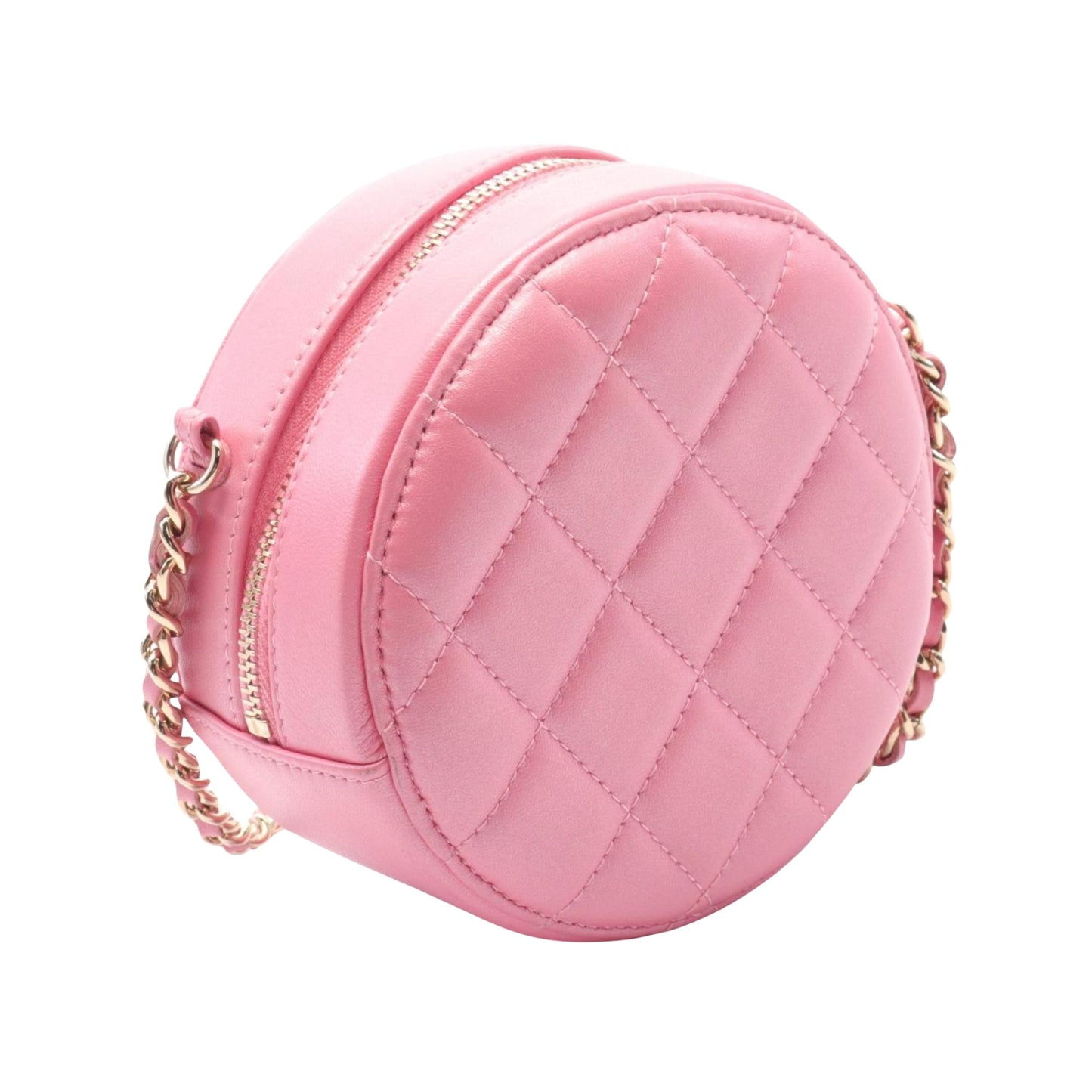 Chanel Round Mini Pink Leather Shoulder Bag