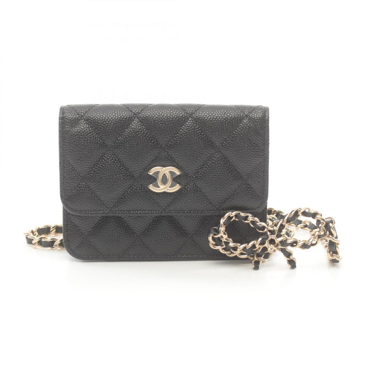 Chanel Wallet On Chain Black Leather Clutch Bag