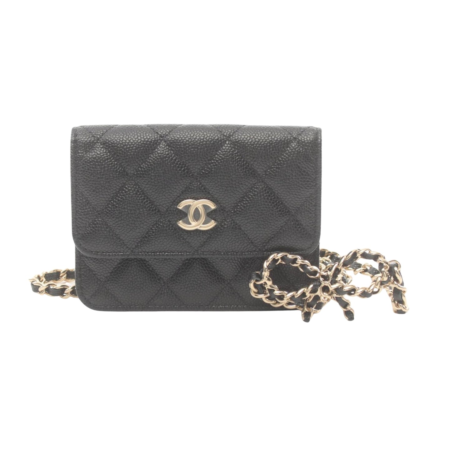 Chanel Wallet On Chain Black Leather Clutch Bag