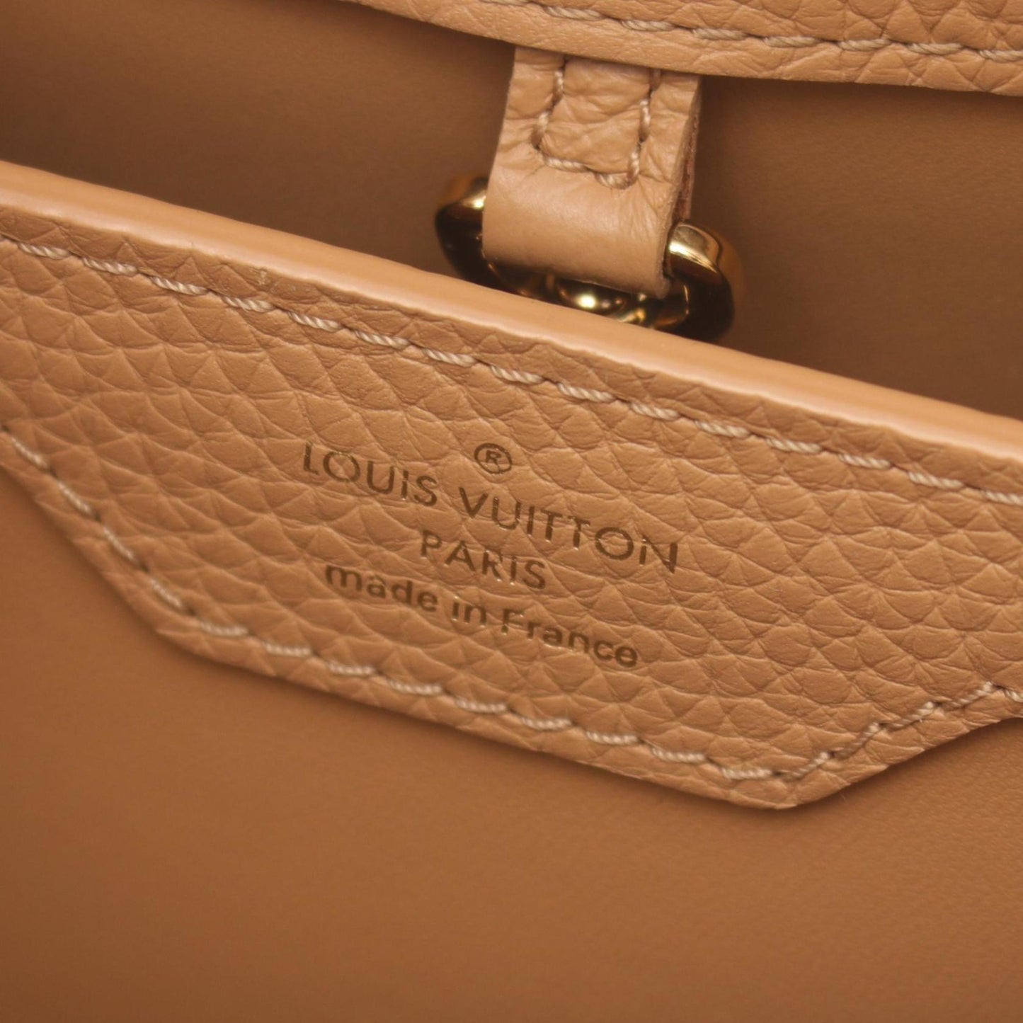 Louis Vuitton Capucines Beige Leather Hand Bag