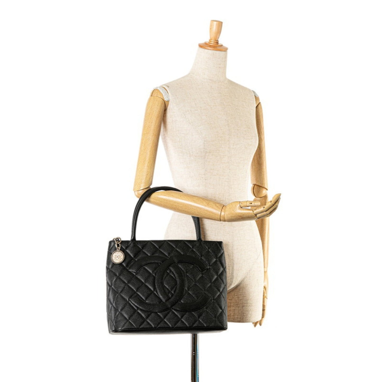 Chanel Medaillon Black Leather Tote Bag