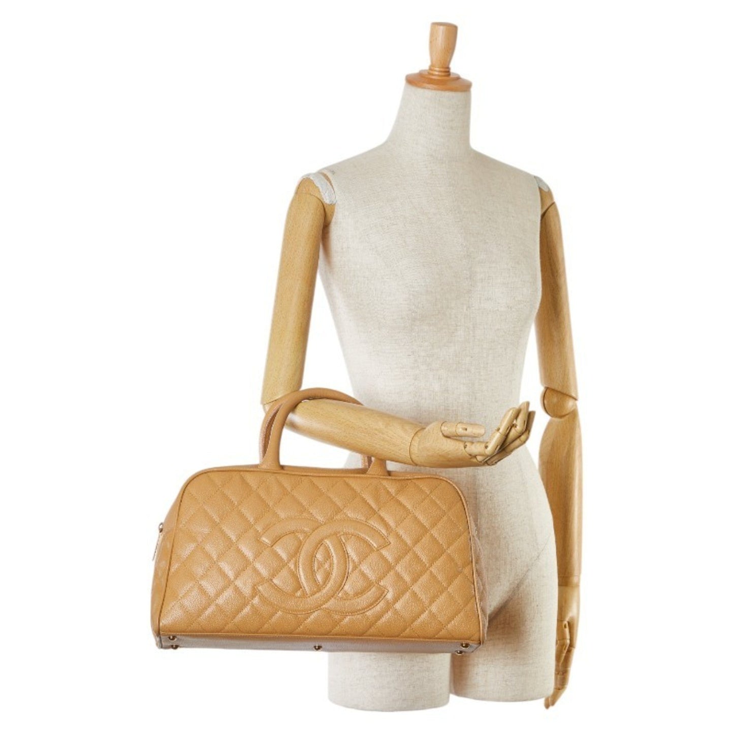 Chanel Bowling Beige Leather Hand Bag