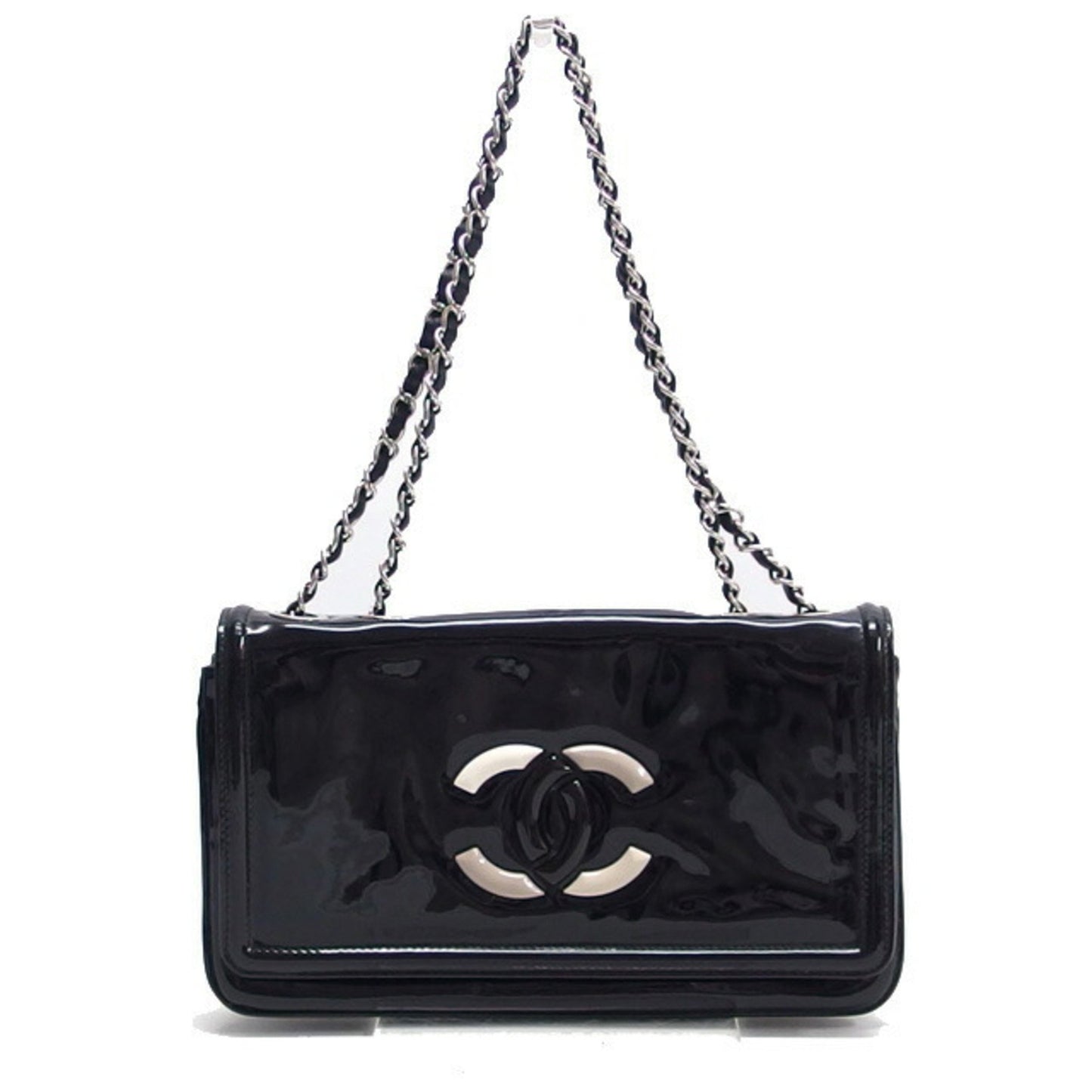 Chanel Single flap Black Patent Leather Shopper Bag