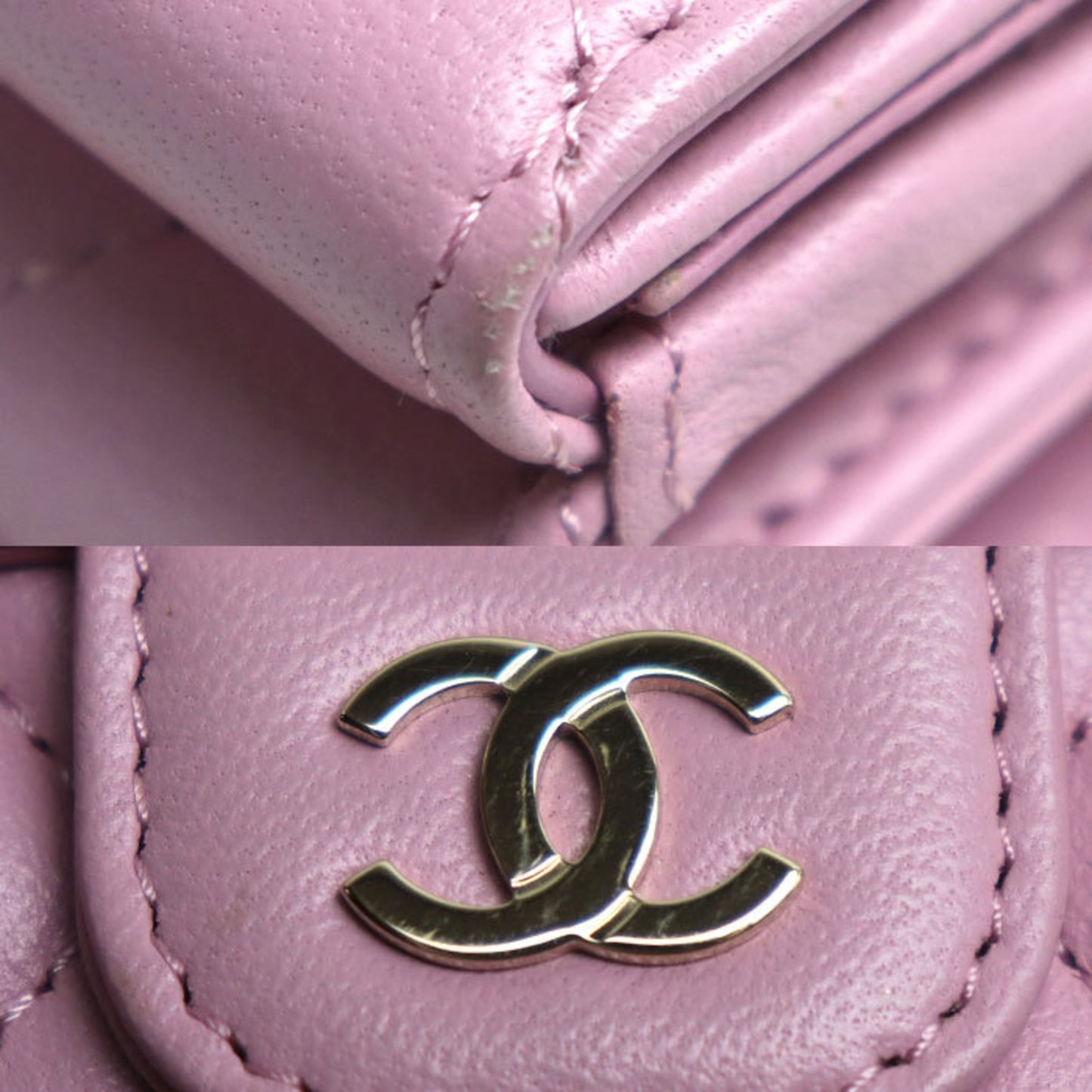 Chanel Pink Leather Wallet Accessories