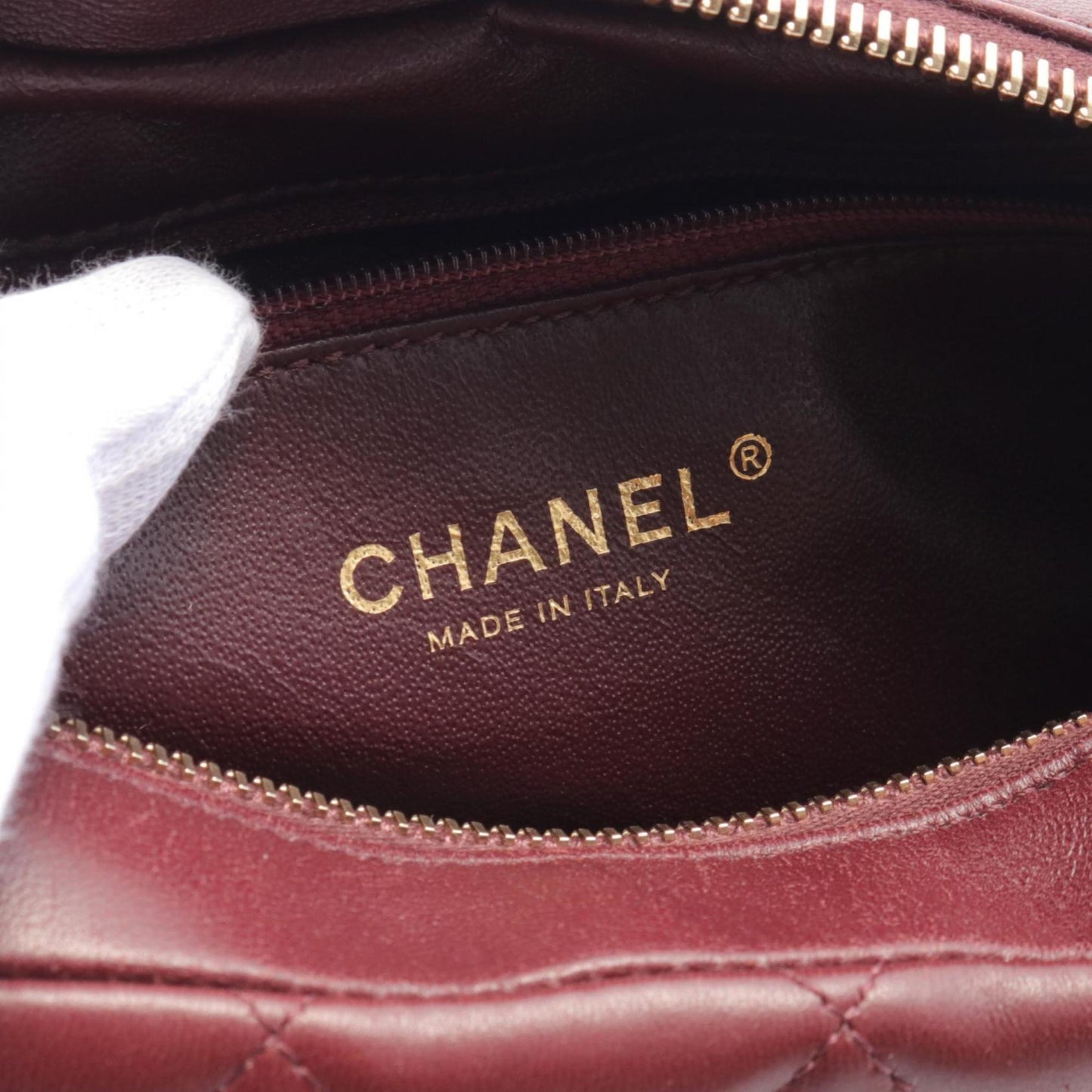 Chanel Burgundy Leather Shopper Bag