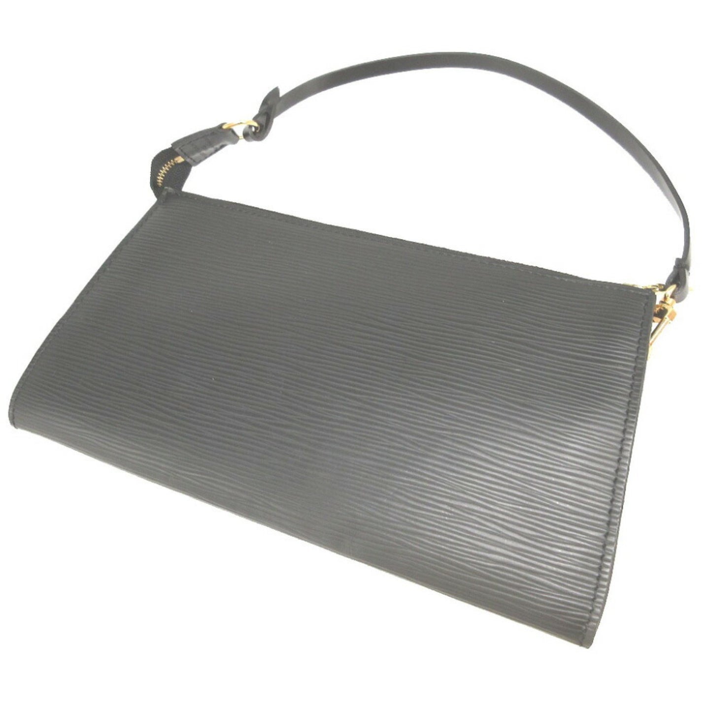 Louis Vuitton Pochette Accessoire Black Leather Clutch Bag