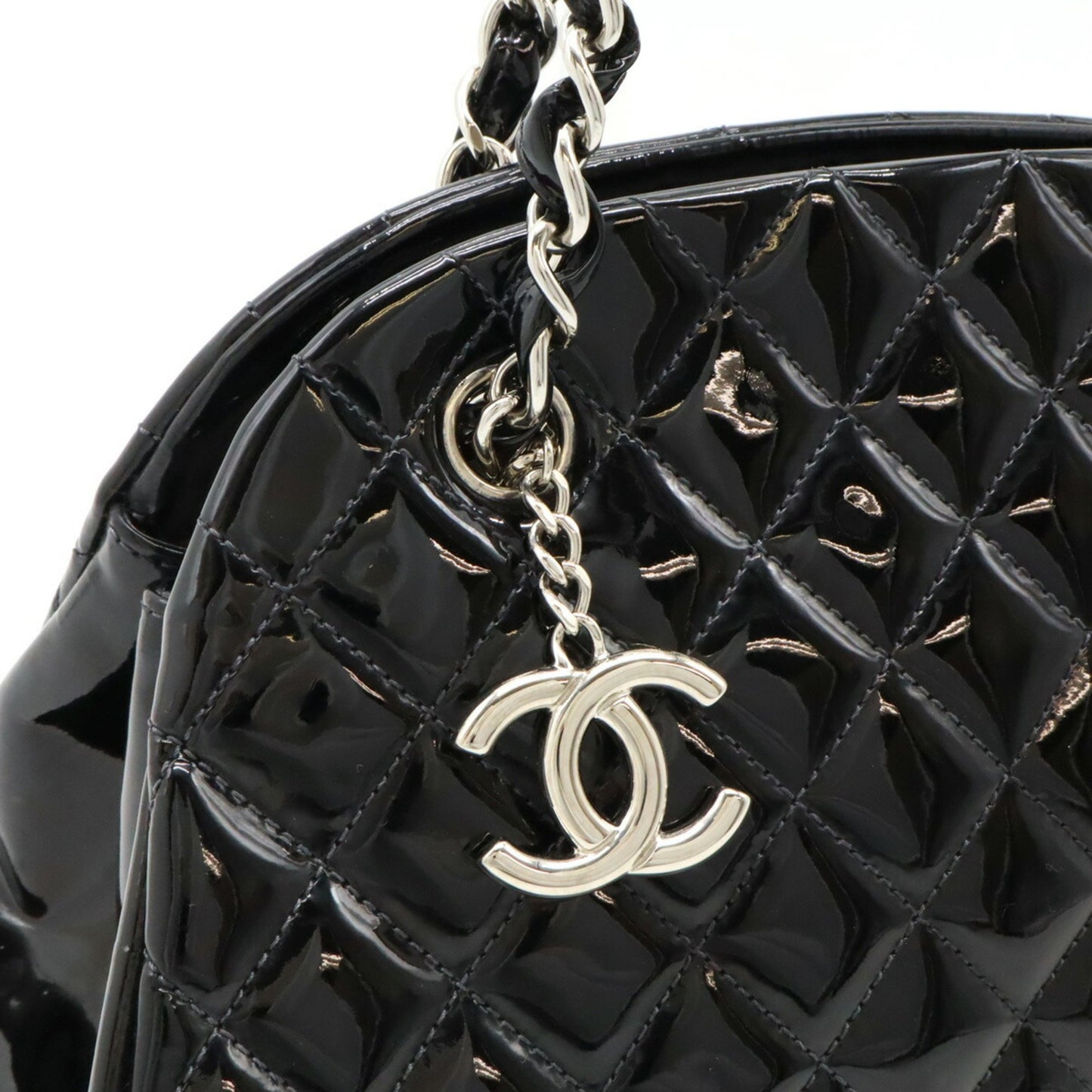 Chanel Mademoiselle Black Patent Leather Shoulder Bag