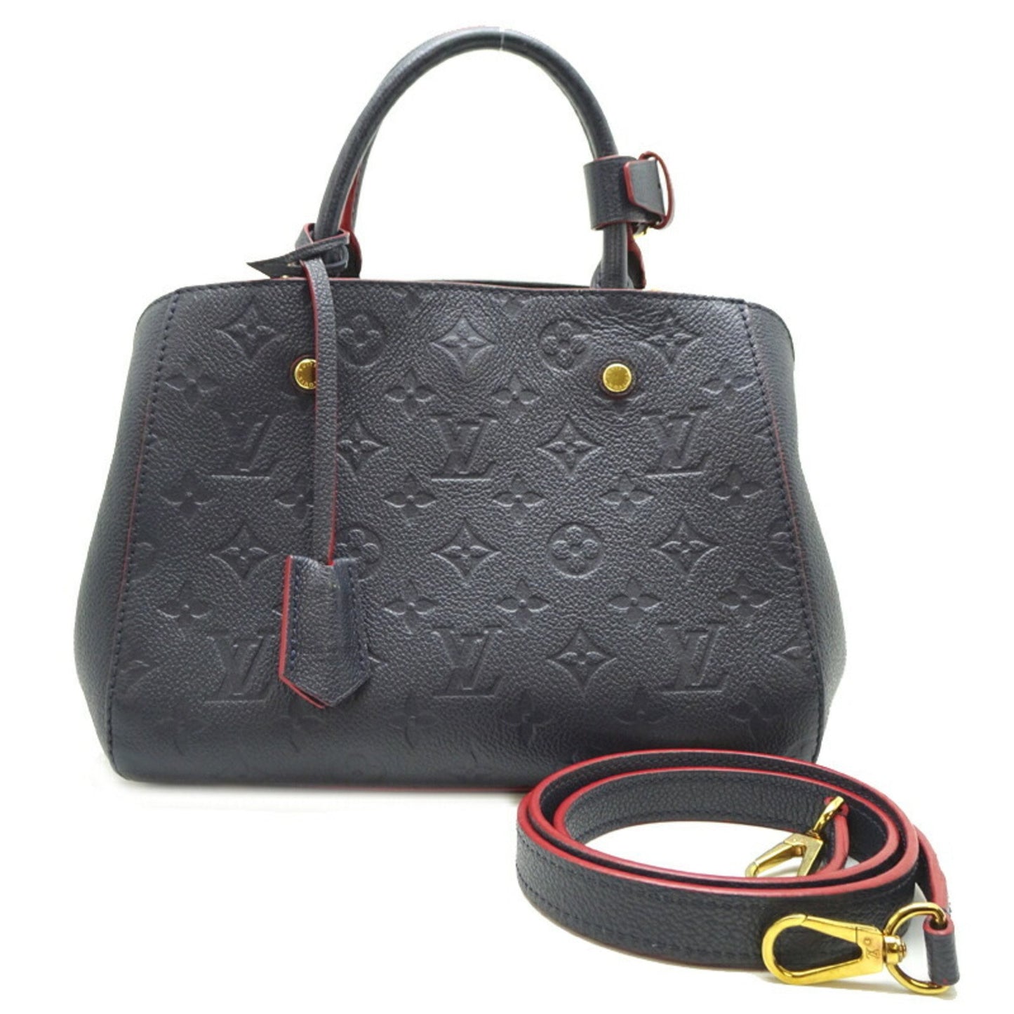 Louis Vuitton Montaigne Navy Leather Hand Bag