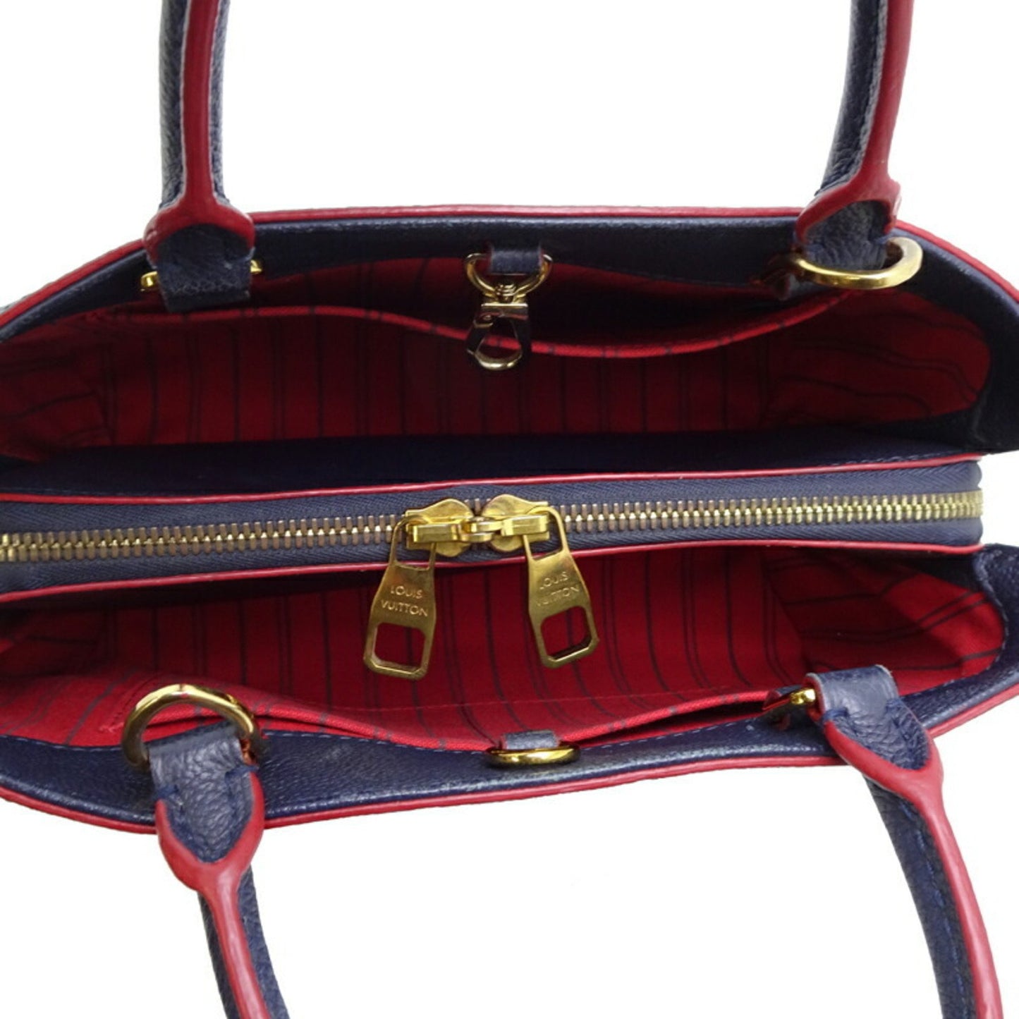 Louis Vuitton Montaigne Navy Leather Hand Bag