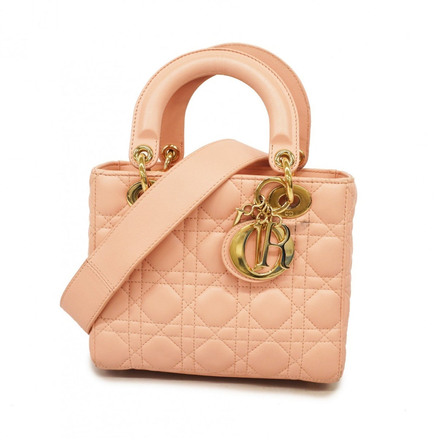 Dior Lady Dior Pink Leather Hand Bag