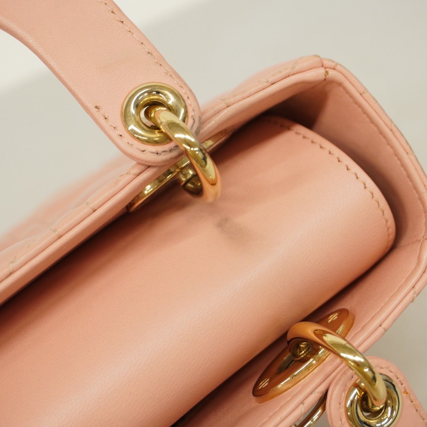 Dior Lady Dior Pink Leather Hand Bag