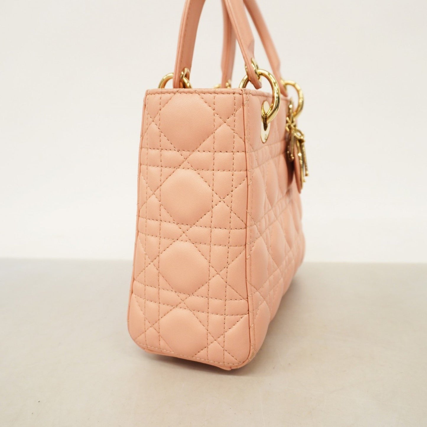 Dior Lady Dior Pink Leather Hand Bag