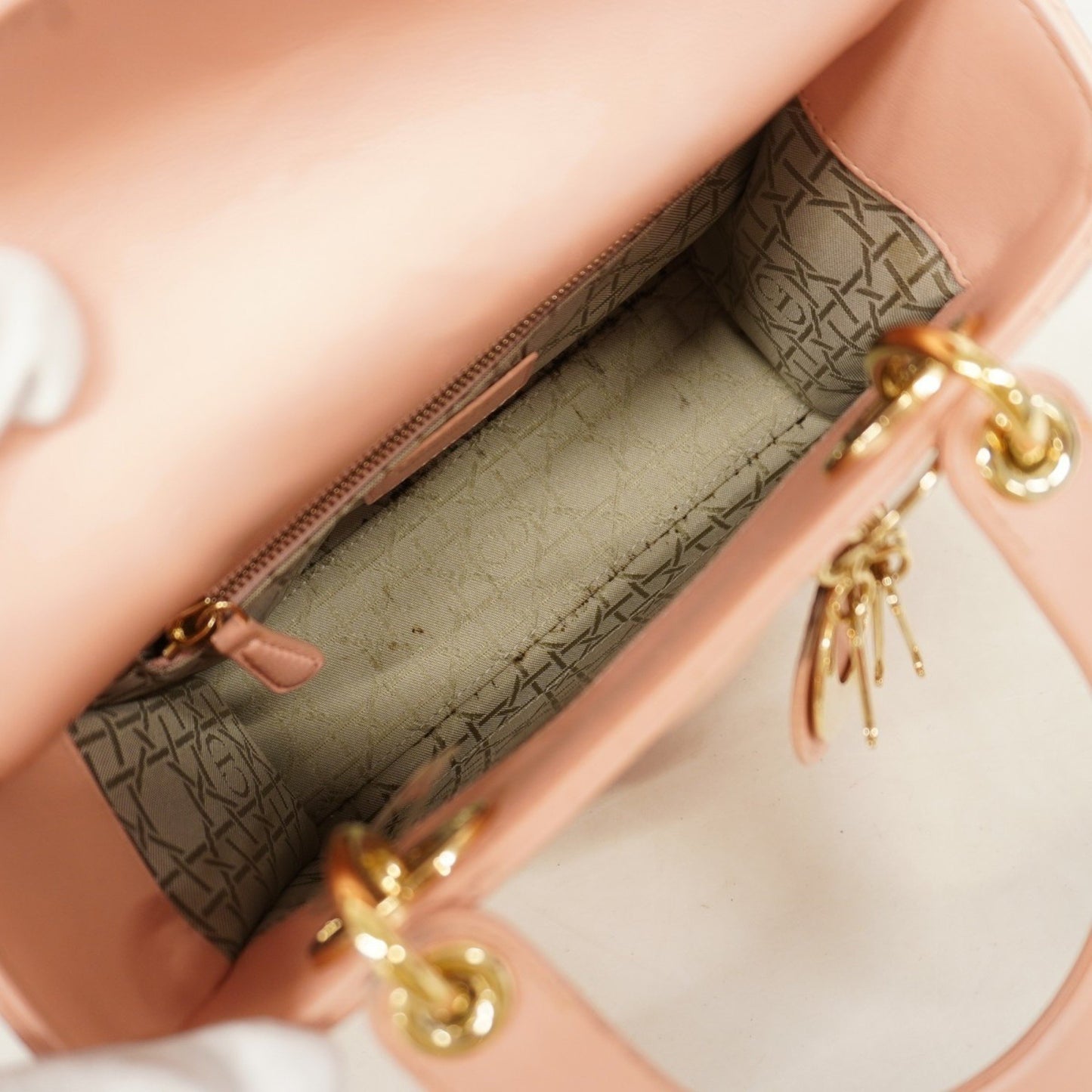 Dior Lady Dior Pink Leather Hand Bag