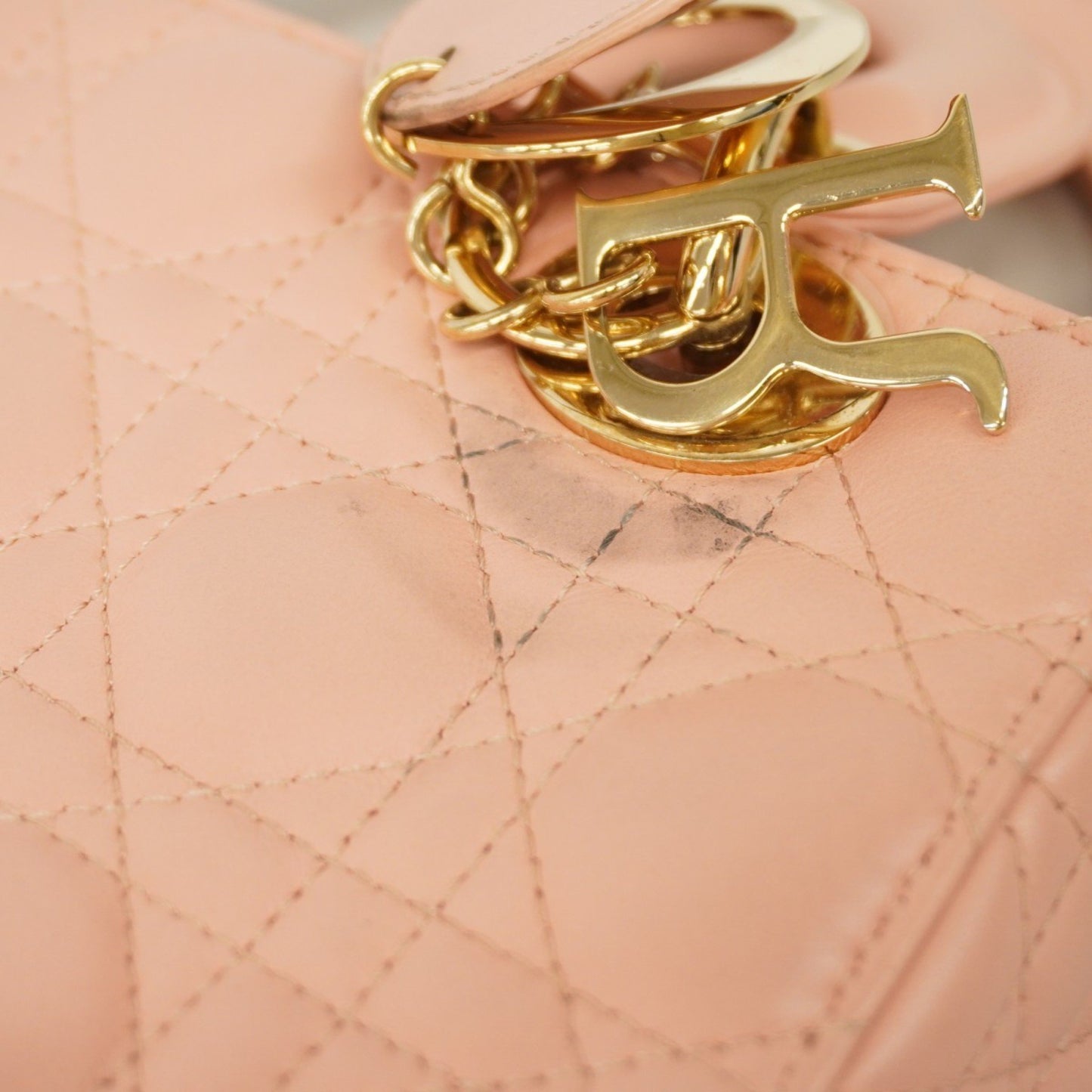 Dior Lady Dior Pink Leather Hand Bag