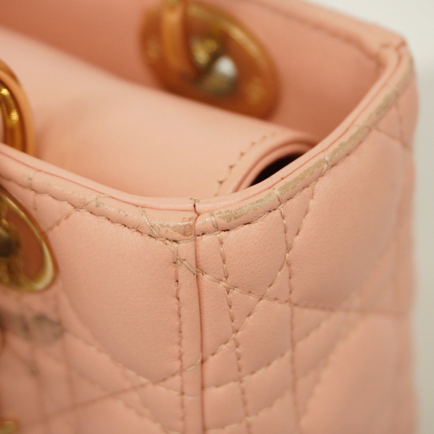 Dior Lady Dior Pink Leather Hand Bag