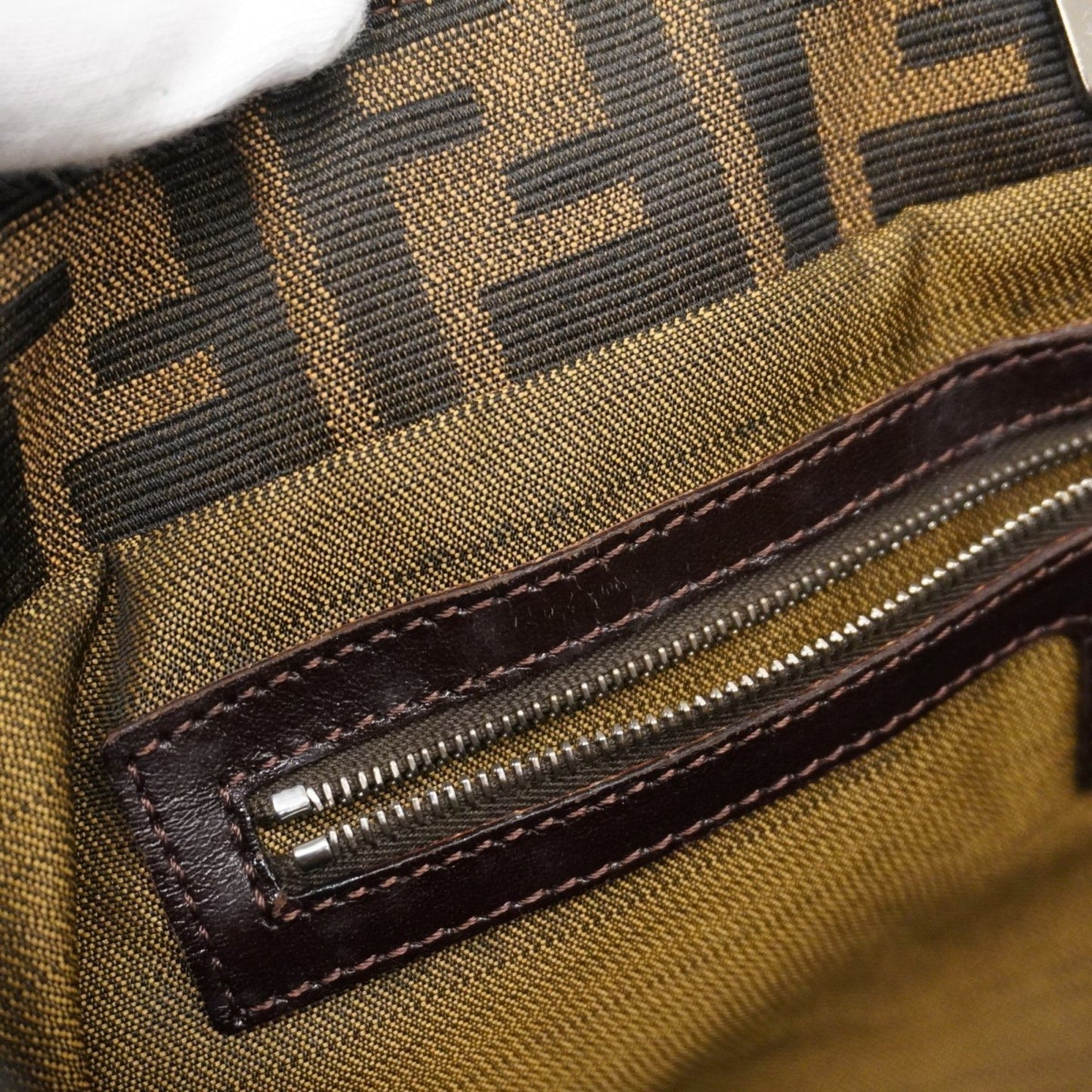 Fendi Zucchino Brown Canvas Hand Bag