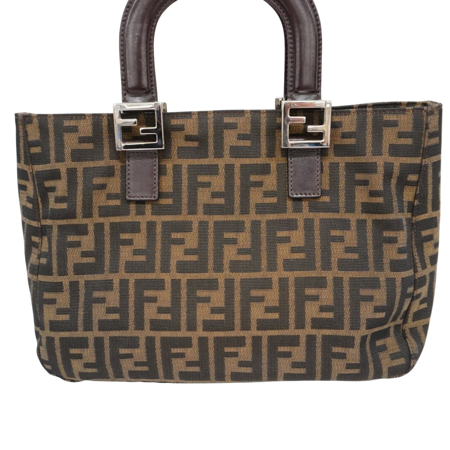 Fendi Zucchino Brown Canvas Hand Bag