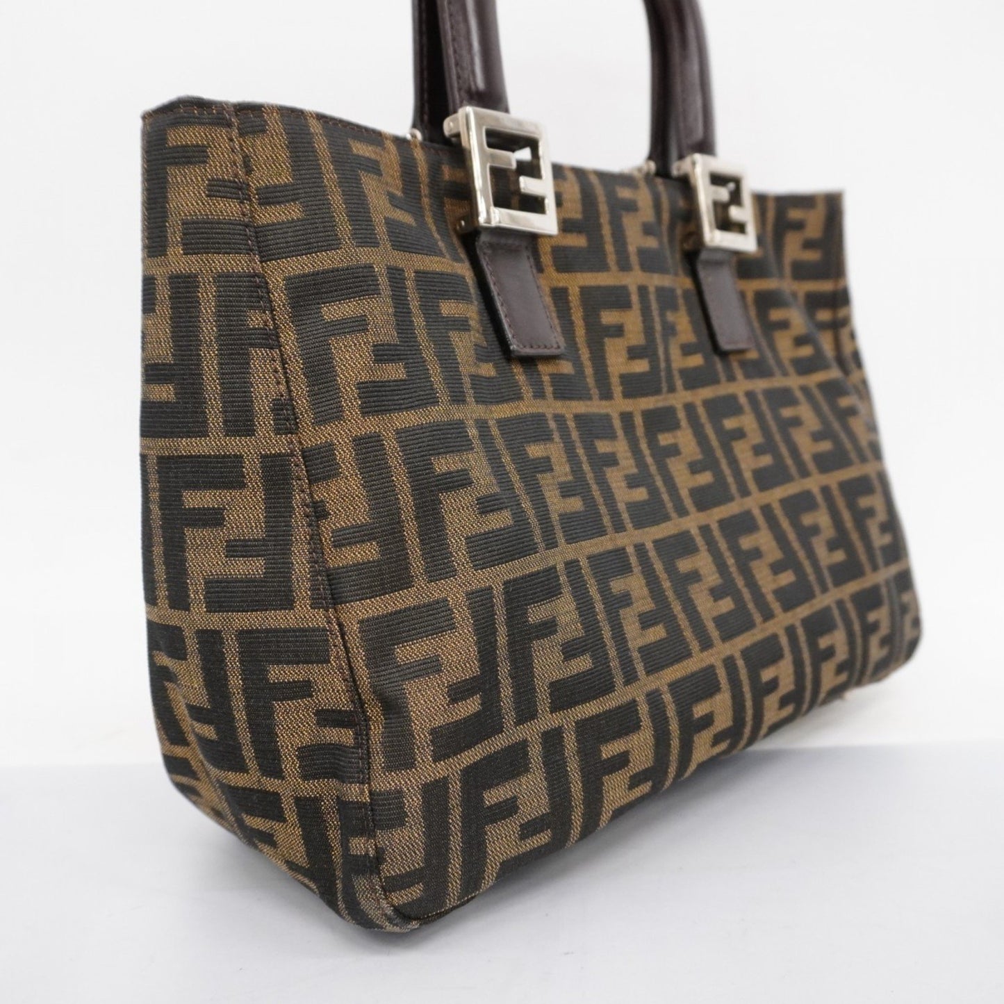 Fendi Zucchino Brown Canvas Hand Bag