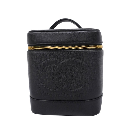 Chanel Vanity Black Leather Clutch Bag