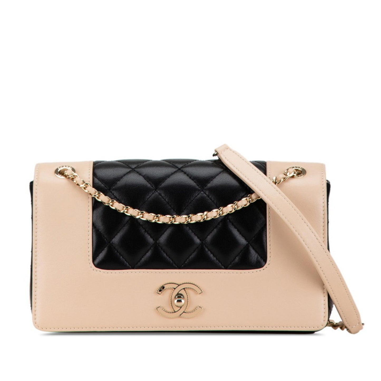 Chanel Mademoiselle Beige Leather Shoulder Bag