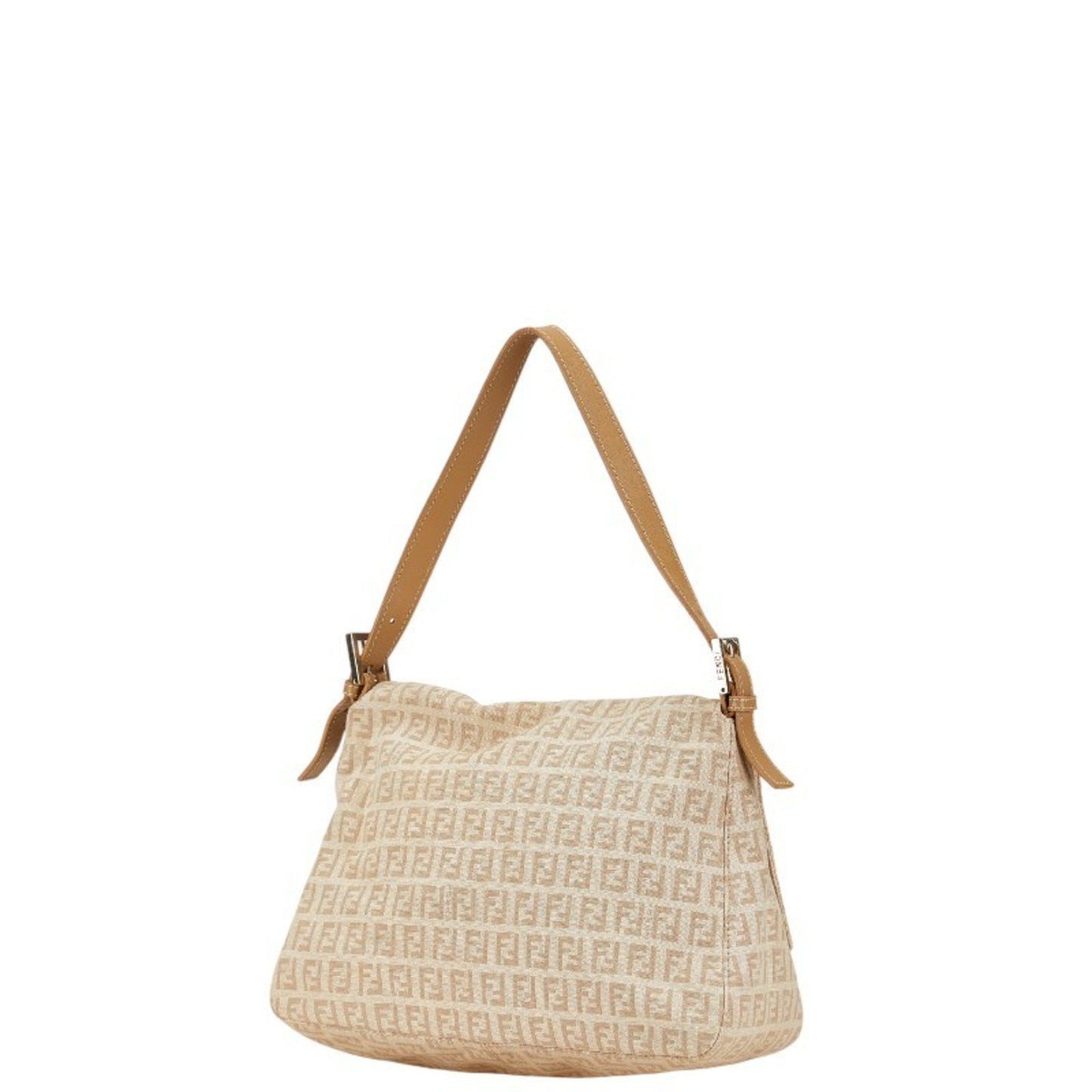 Fendi Mamma Baguette Beige Canvas Shoulder Bag