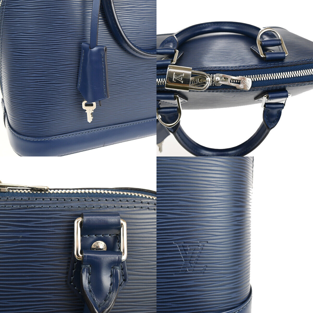 Louis Vuitton Alma Blue Leather Hand Bag