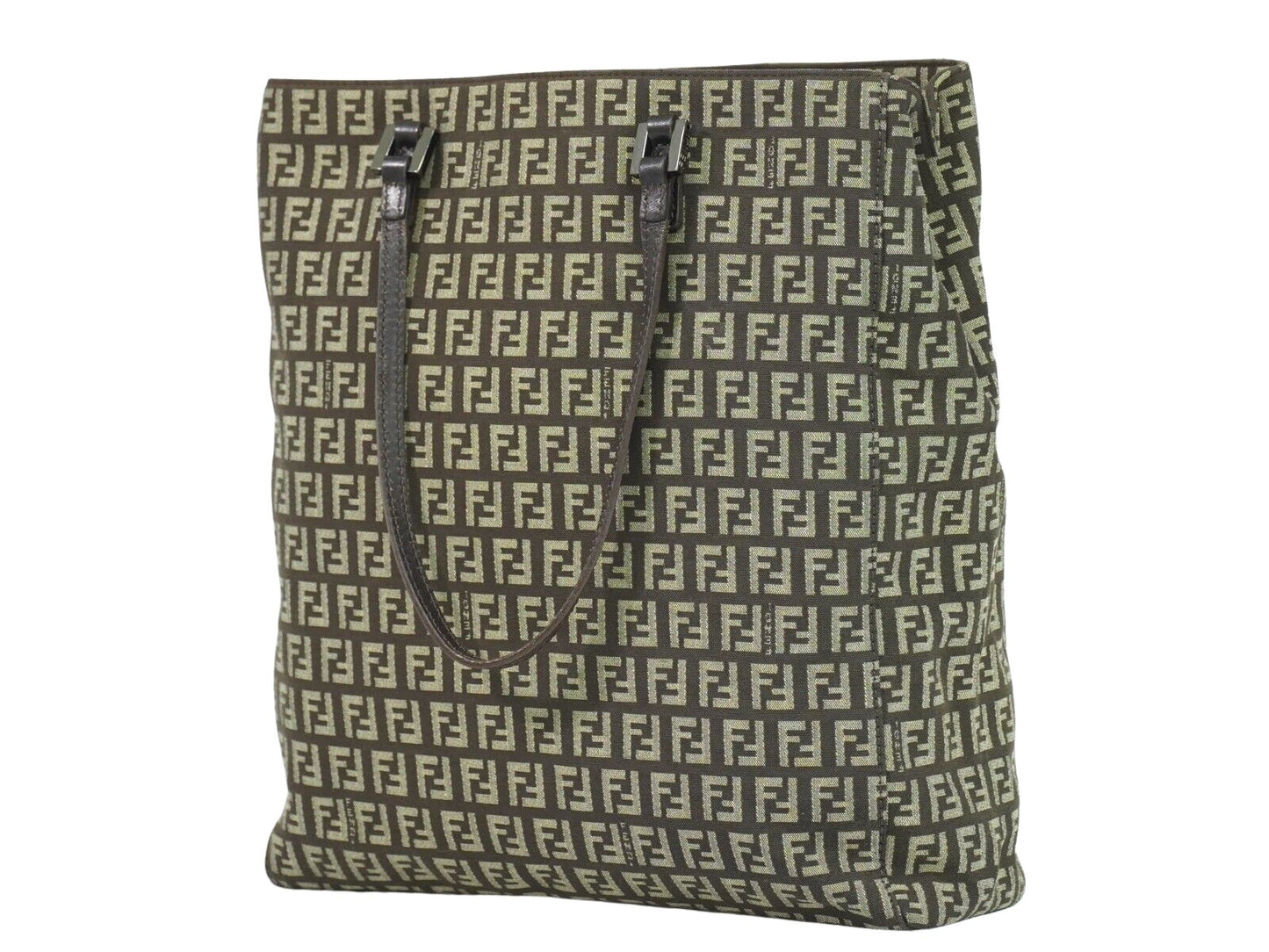 Fendi Zucchino Brown Canvas Hand Bag