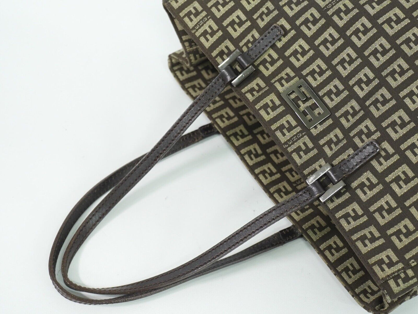 Fendi Zucchino Brown Canvas Hand Bag