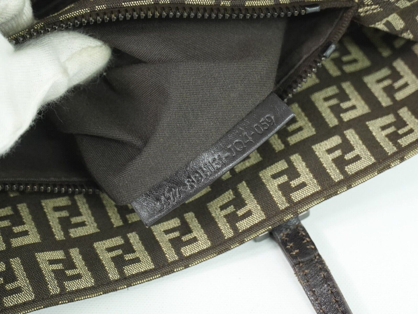 Fendi Zucchino Brown Canvas Hand Bag