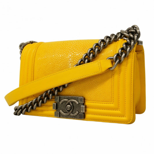 Chanel Boy Yellow Leather Shoulder Bag