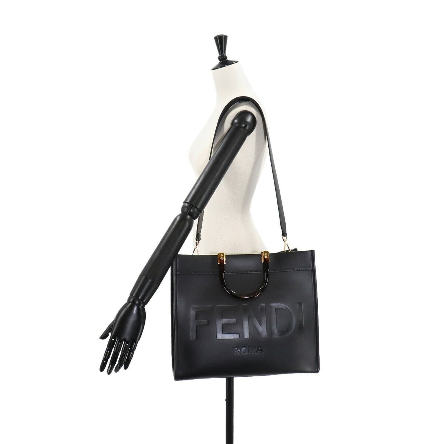 Fendi Black Leather Shopper Bag