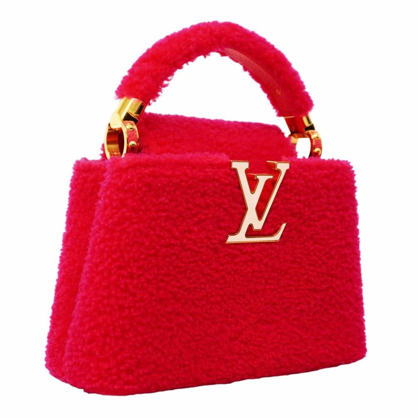 Louis Vuitton Capucines mini Pink Fur Hand Bag