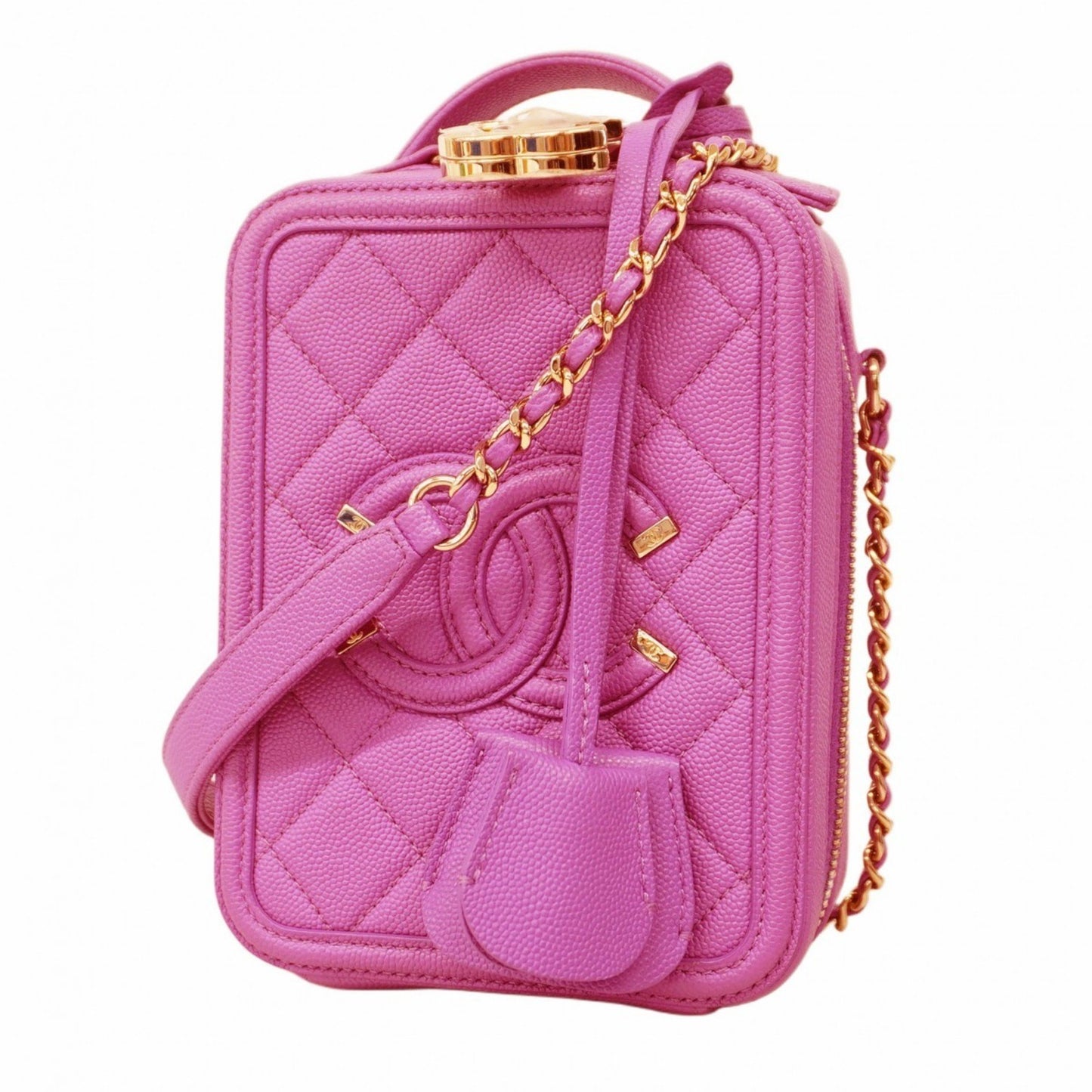 Chanel CC Filigree Pink Leather Shoulder Bag