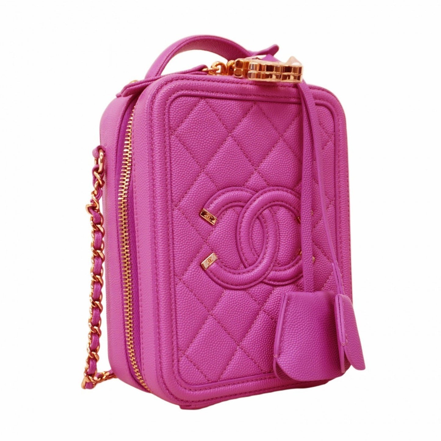 Chanel CC Filigree Pink Leather Shoulder Bag