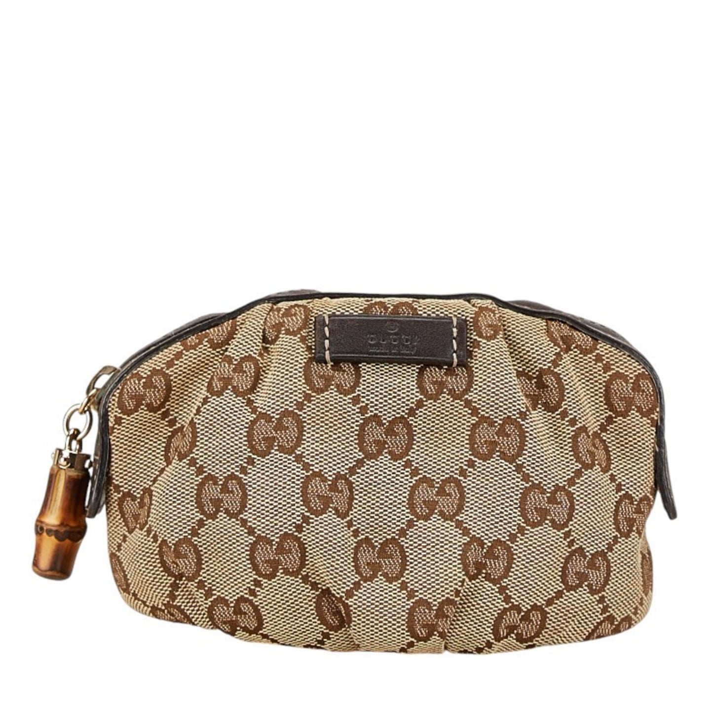 Gucci Bamboo Beige Canvas Clutch Bag