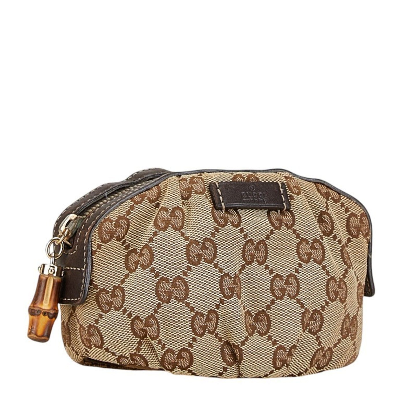 Gucci Bamboo Beige Canvas Clutch Bag