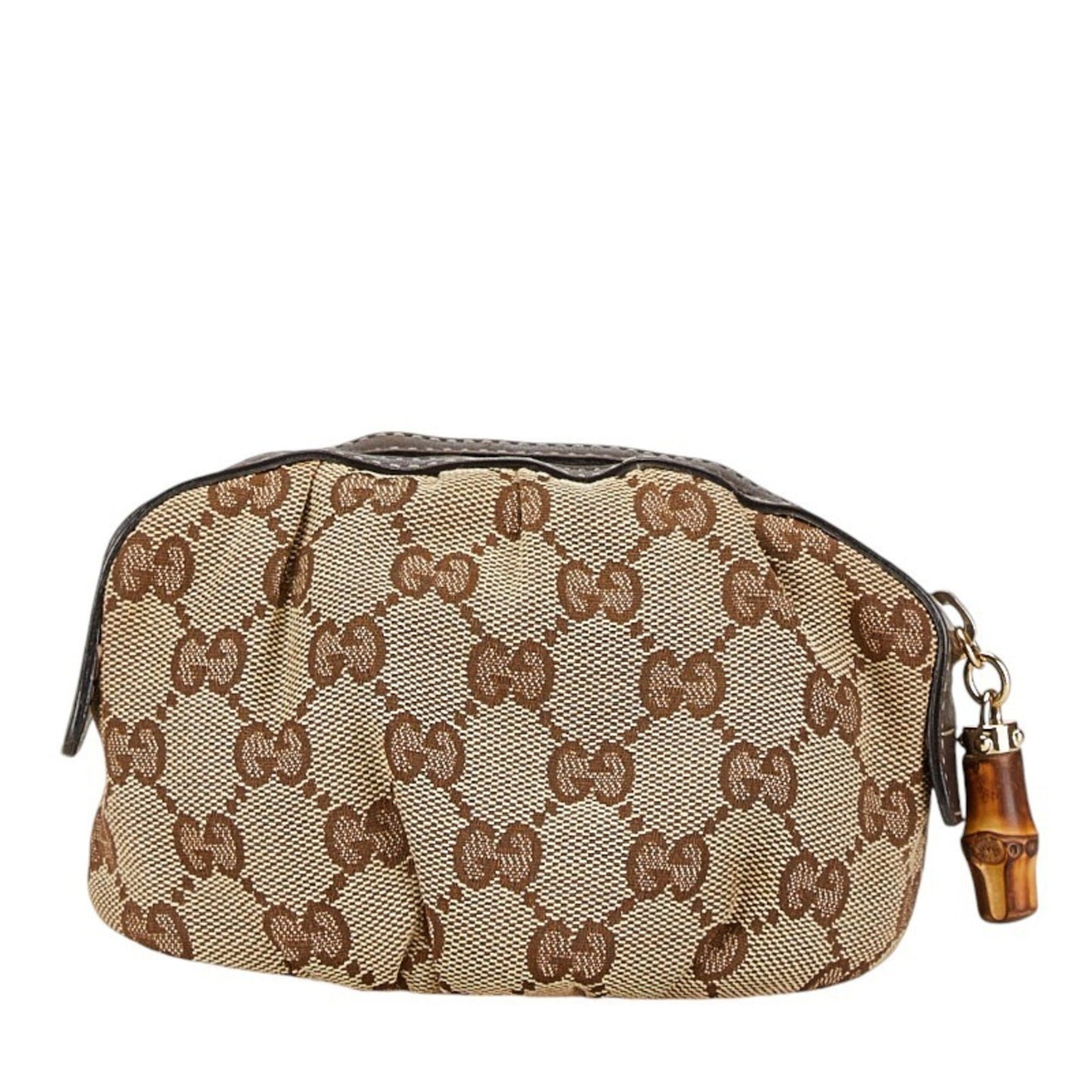 Gucci Bamboo Beige Canvas Clutch Bag