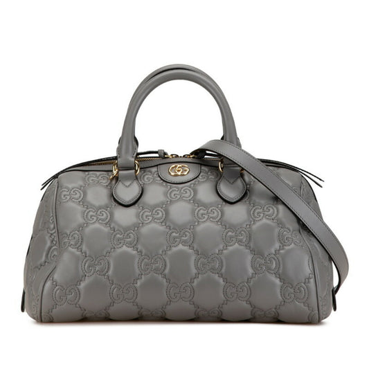 Gucci Boston Grey Leather Hand Bag