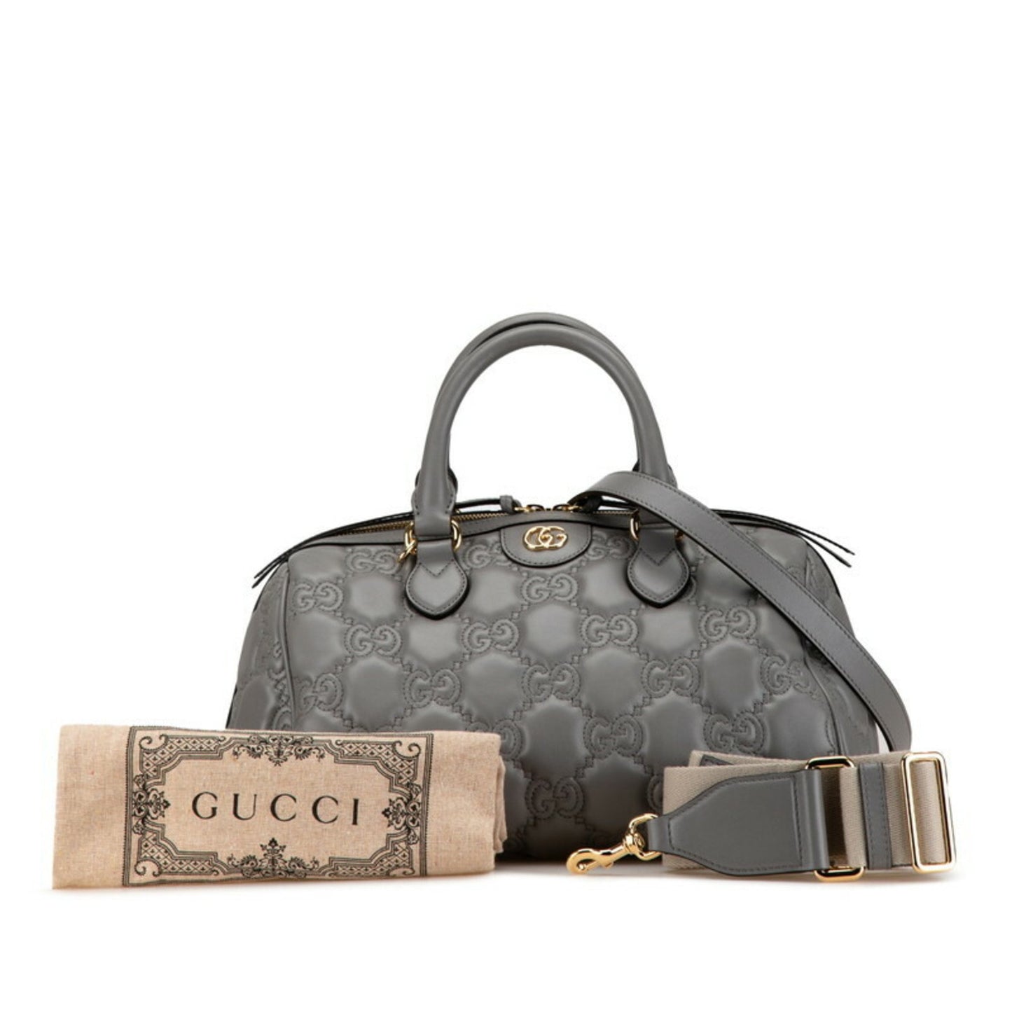 Gucci Boston Grey Leather Hand Bag