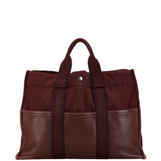 Hermès Fourre tout Burgundy Canvas Tote Bag