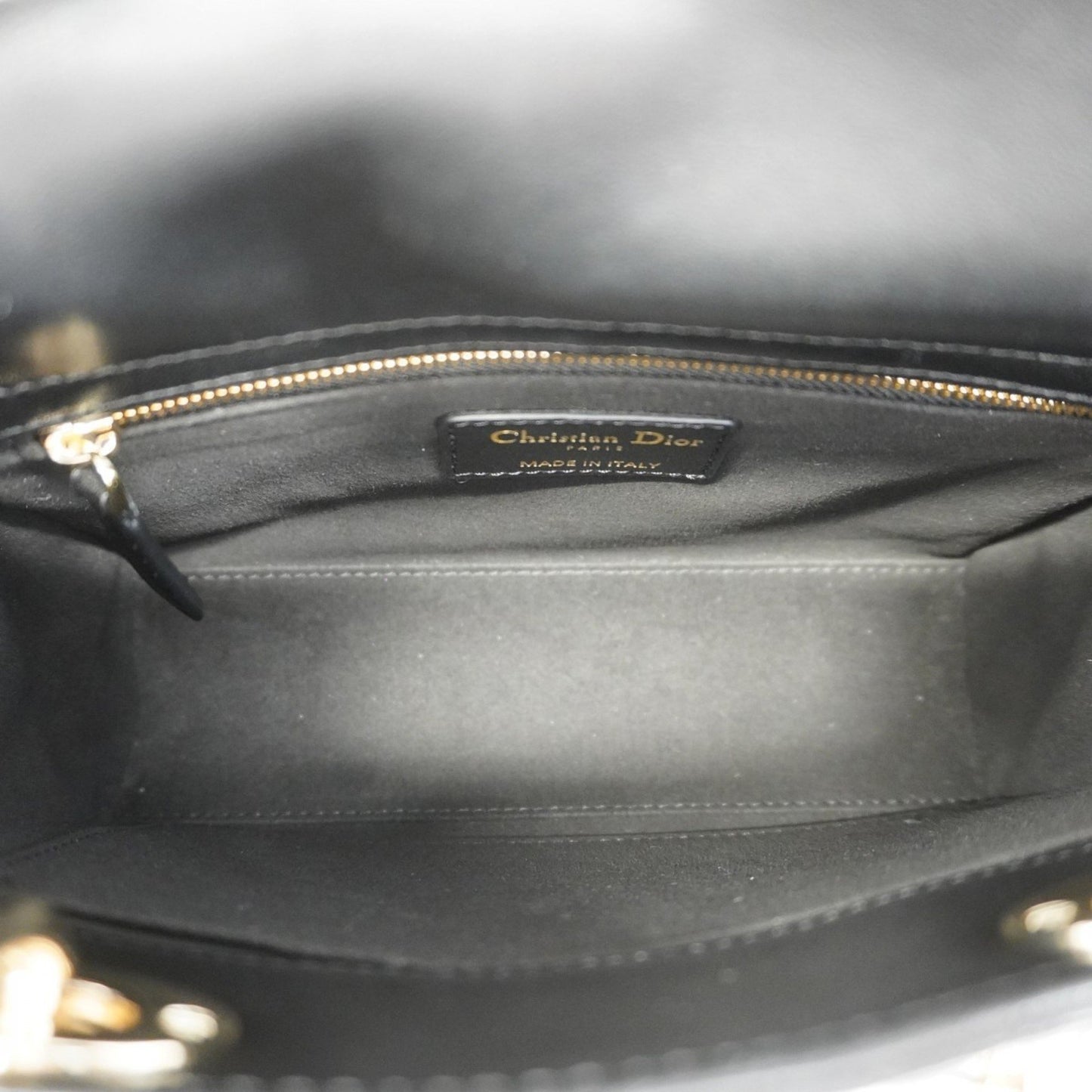 Dior Lady Dior Black Leather Hand Bag