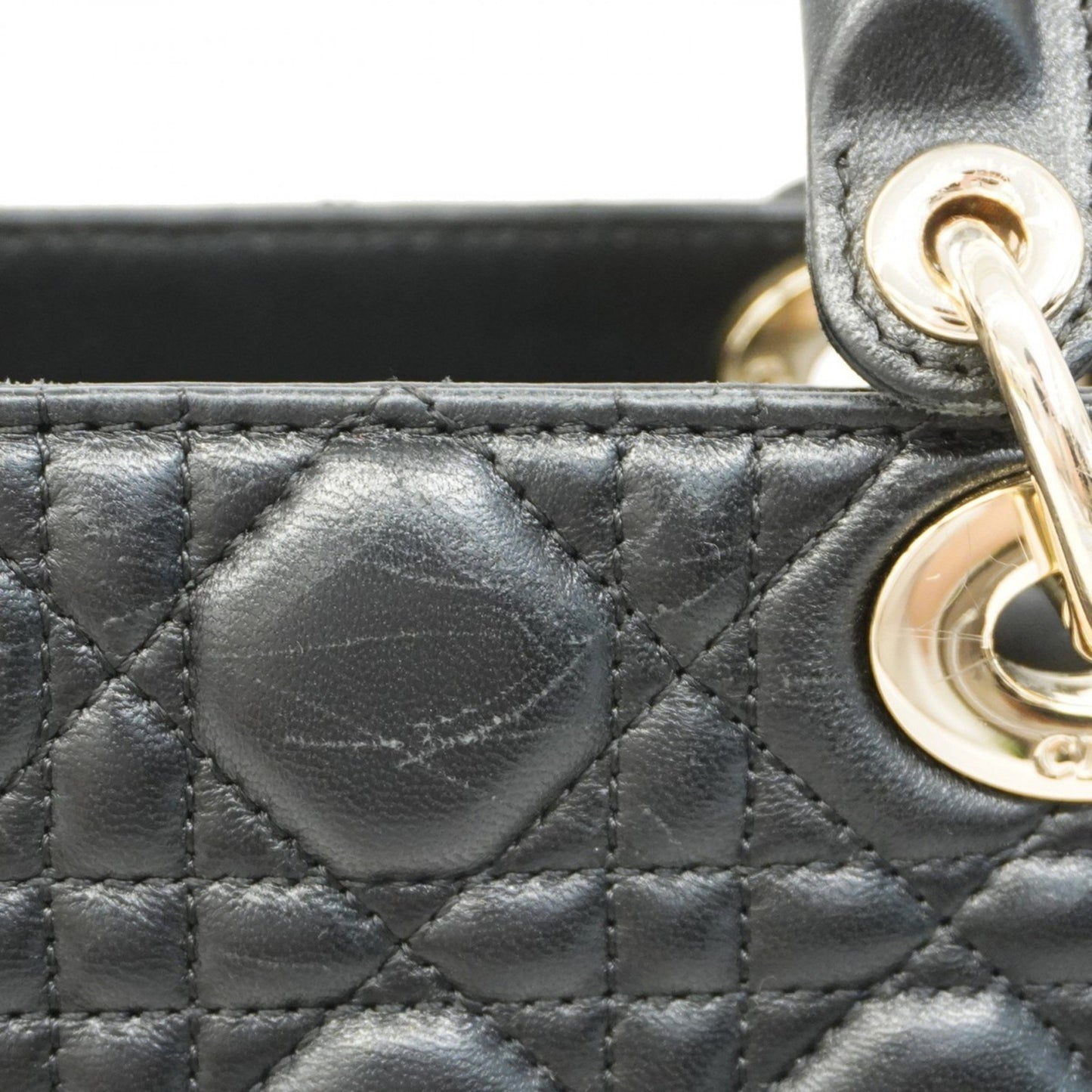 Dior Lady Dior Black Leather Hand Bag