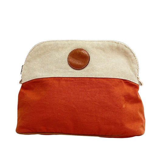 Hermès Orange Canvas Clutch Bag