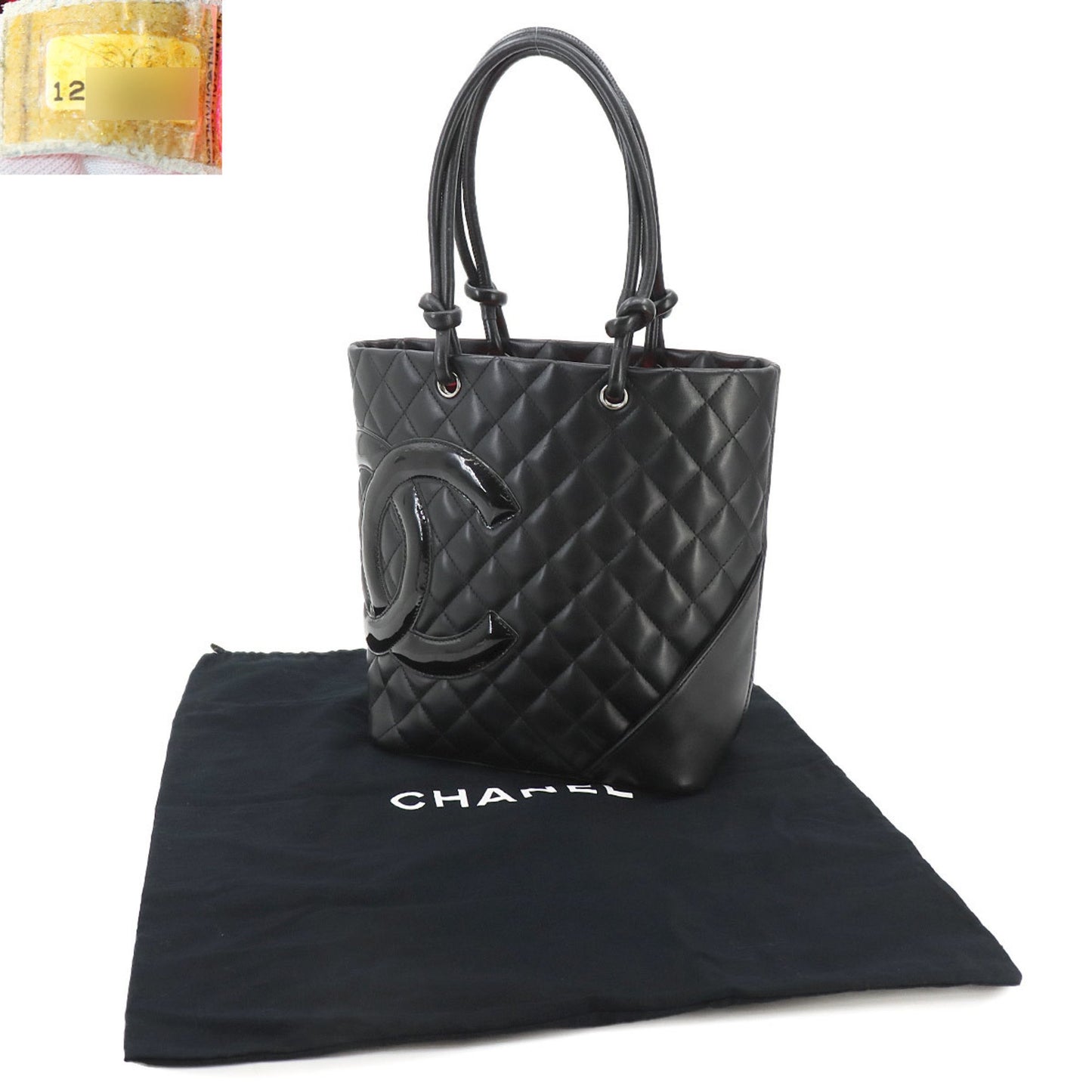 Chanel Cambon line Black Leather Tote Bag