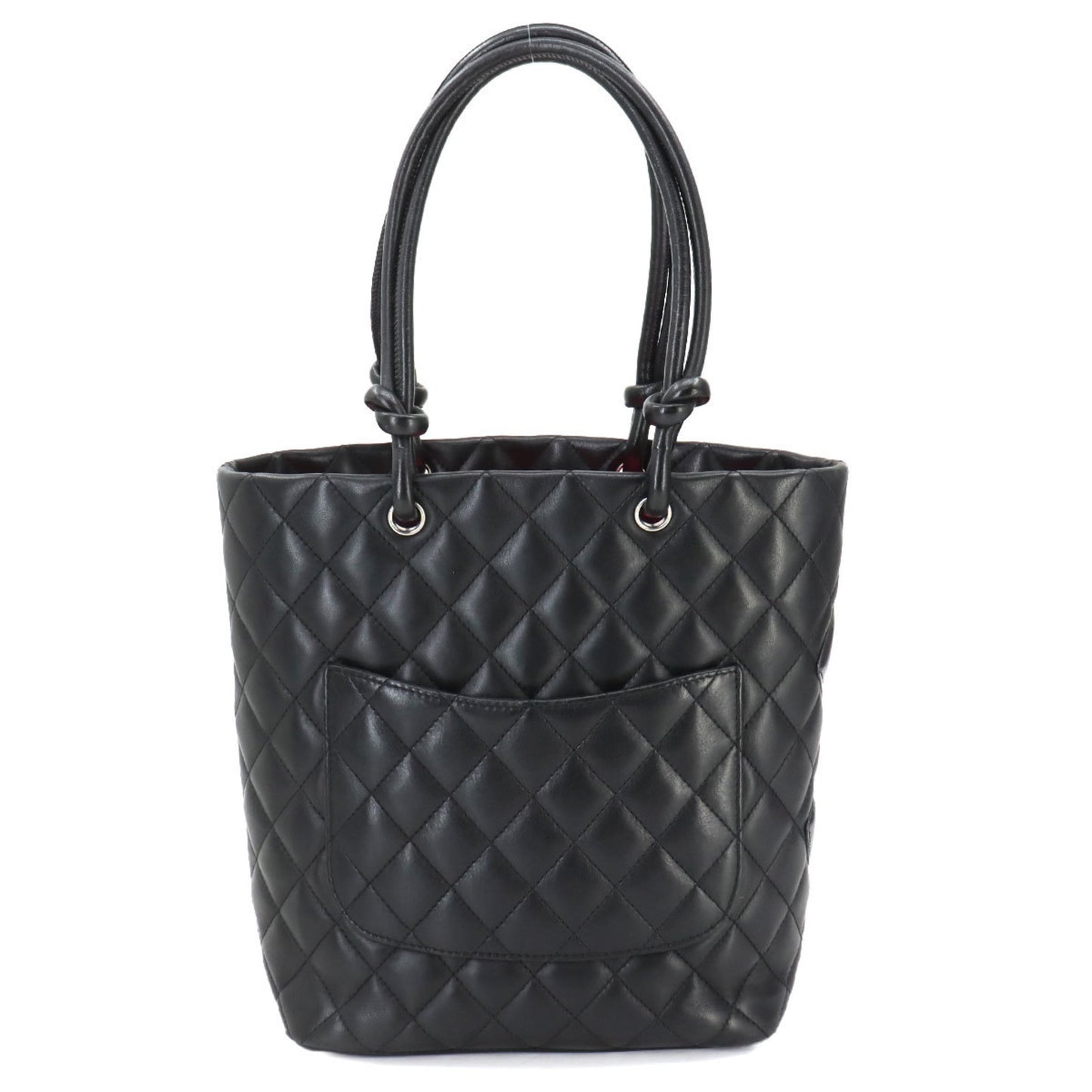 Chanel Cambon line Black Leather Tote Bag