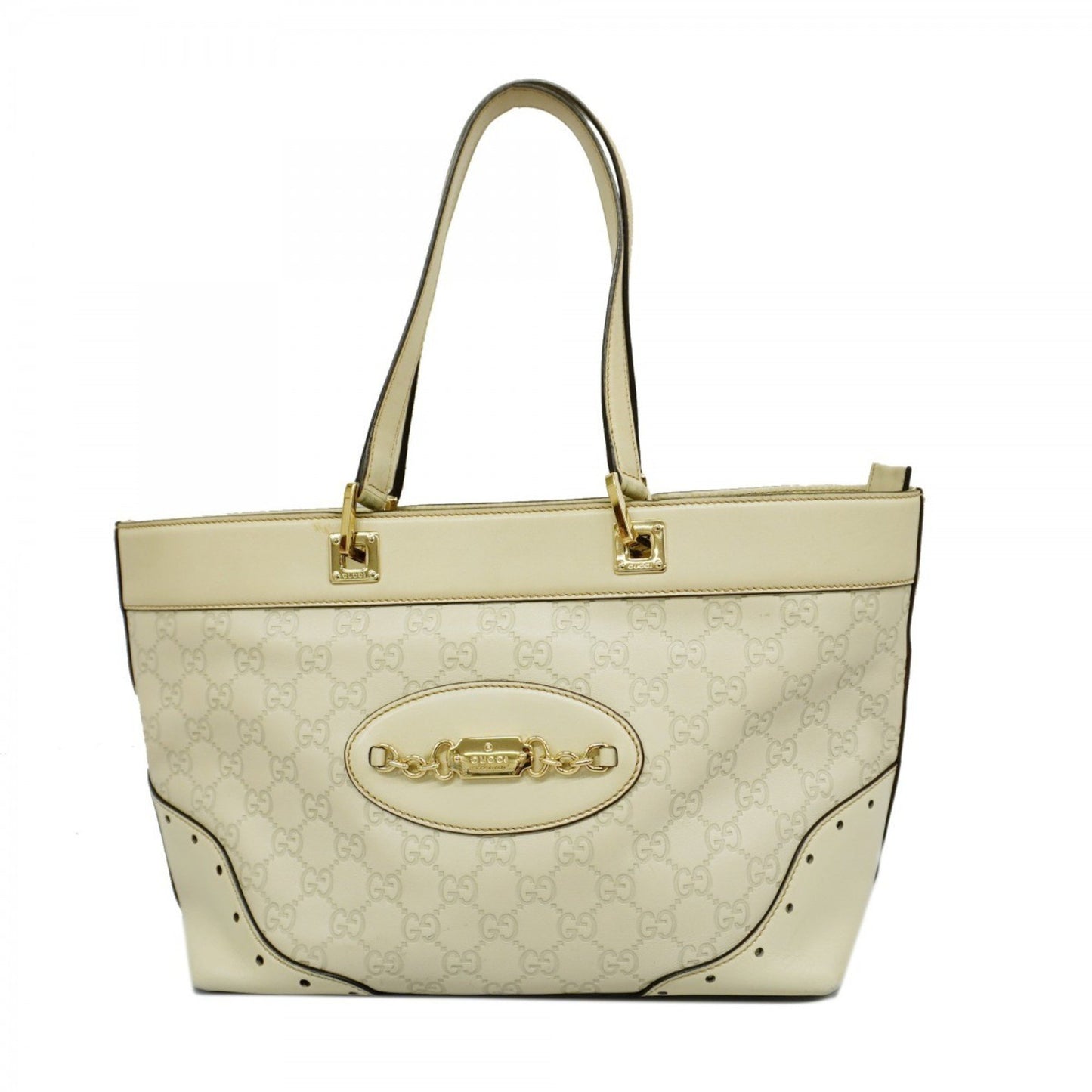 Gucci White Leather Tote Bag