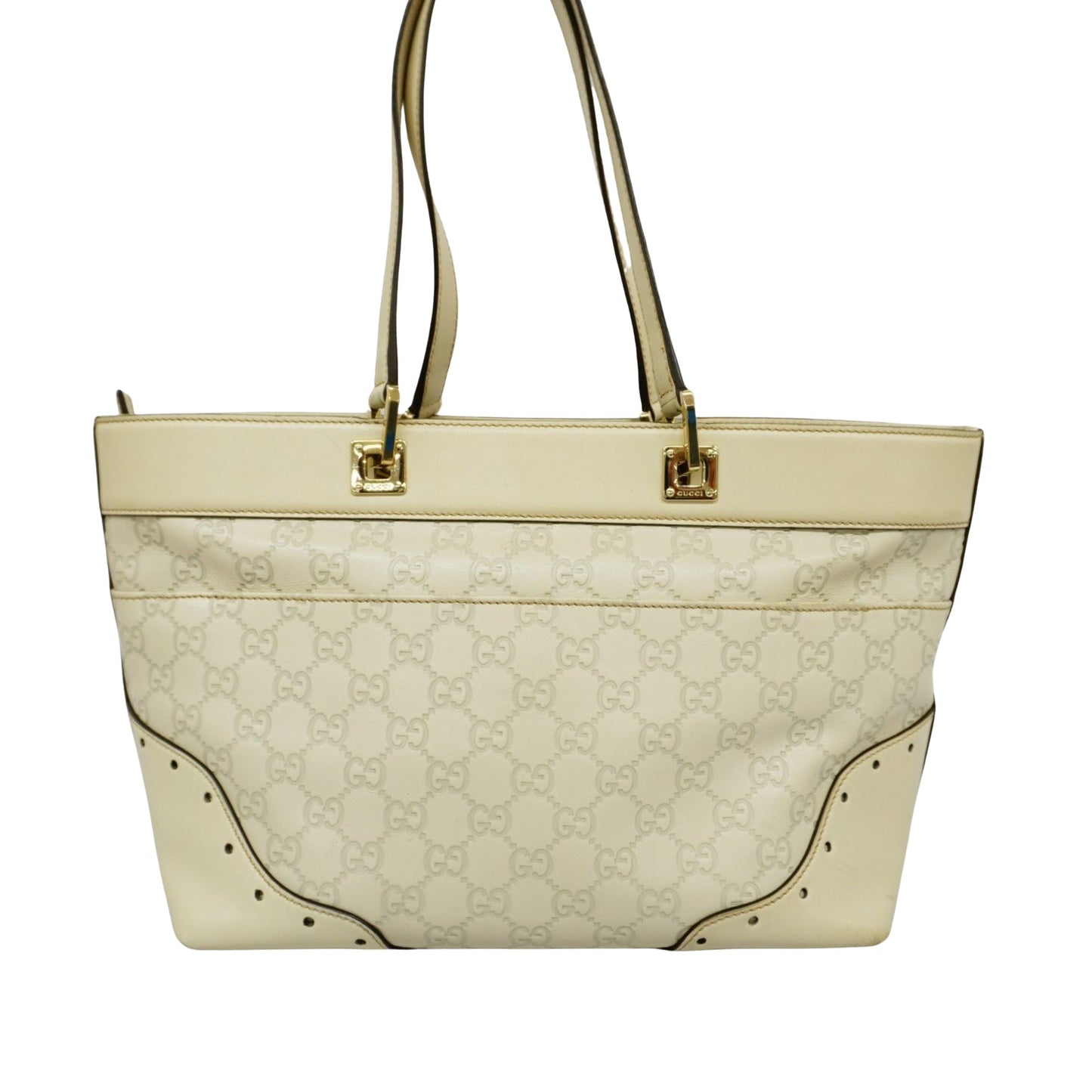 Gucci White Leather Tote Bag