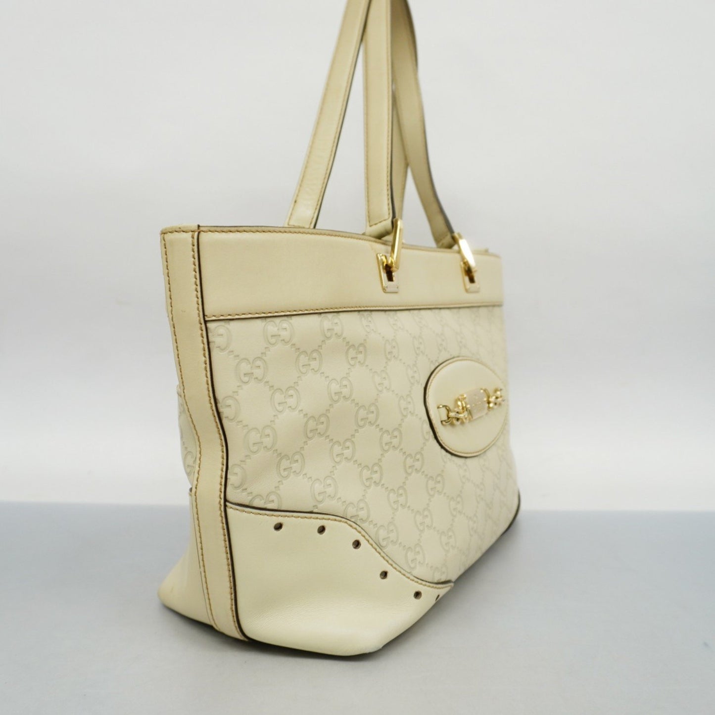 Gucci White Leather Tote Bag