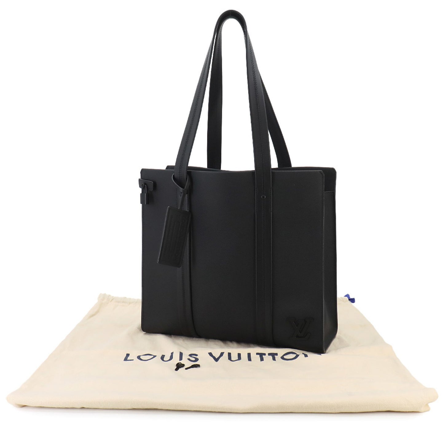 Louis Vuitton Black Leather Tote Bag